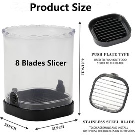 Strawberry Slicer Cup/Egg & Fruit Slicer with Stainless Blades for Banana, Cucumber, Mushroom/ABS Detachable Fruit Cutter with Push Plate Slice Kitchen Gadget - Precision Berry Cutter Tool