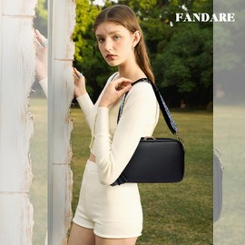 FANDARE Crossbody Bags for Women Ultra-light Shoulder Bag Ladies PU Leather Bucket Bag Square Hobos Handbag Satchels for Outdoors Workout Travel Shopping Messenger Bag with Two Shoulder Strap Black