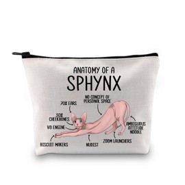 PYOUL Sphynx Cat Lover Gift Anatomy of A Sphynx Cat Makeup Bag Sphynx Mom Cosmetic Bag Sphynx Cat Owner Gift (A Sphynx Cat Bag)