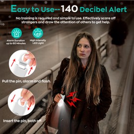 Fauxomor 140dB Personal Safety Alarm for Women, 3 Pack Safe Alarm Protection Keychain with Strobe Light & Low Battery Notice, Security Siren Self Defense for Seniors College Girls, White+Pink+Blue