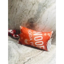 Ship N 24 hours. New- “Woof Soda Pop” Plush Dog Toy. 8”X4”