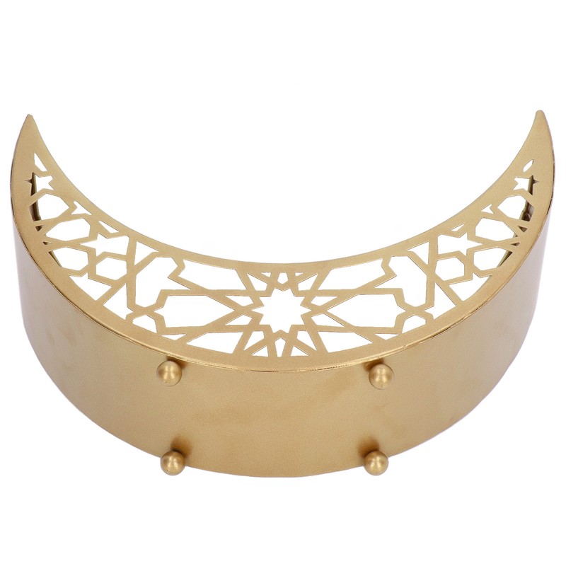Ramadan Tray Moon Shape Large Capacity 11.8x8.3x3.1in Decorative Iron Serving
