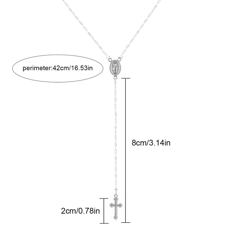 LEEQ Men's Rosary Necklace in Silver Tone Steel – Elegant