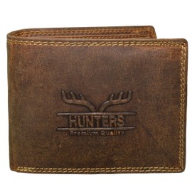 flevado Hunter Men's Wallet Landscape or Portrait Format Leather Brown, brown, Modern