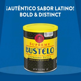 Supreme by Bustelo Espresso Style Ground Coffee, Medium Dark Roast, 10-Oz. Canister (Pack of 12)