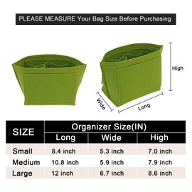 LOUKAYCCI Felt Purse Organizer Insert for Longchamp Le Pliage M Handbag Insert (Forest Green, Medium)