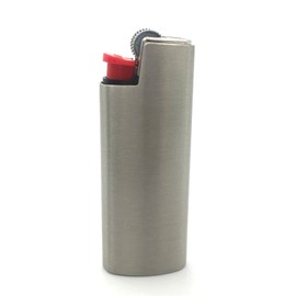 Lucklybestseller - Funda de metal para encendedor BIC Mini J5 (plateado y gris)