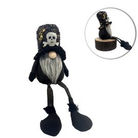 Admired By Nature ABN5D020R-BLK, Sitting Plush Tomte Gnome Swedish, Scandinavian Style Decor, Dangle Leg Shelf sitters, Reversible Sequin Color Home Décor, Black/Gold