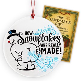 Funny Snowman Ornament 2025, Naughty Christmas Tree Decoration, Gag Gift for Adults, Unique Holiday Humor, How snowflakes, Mica Hanging Piece, Christmas Ornaments 2025