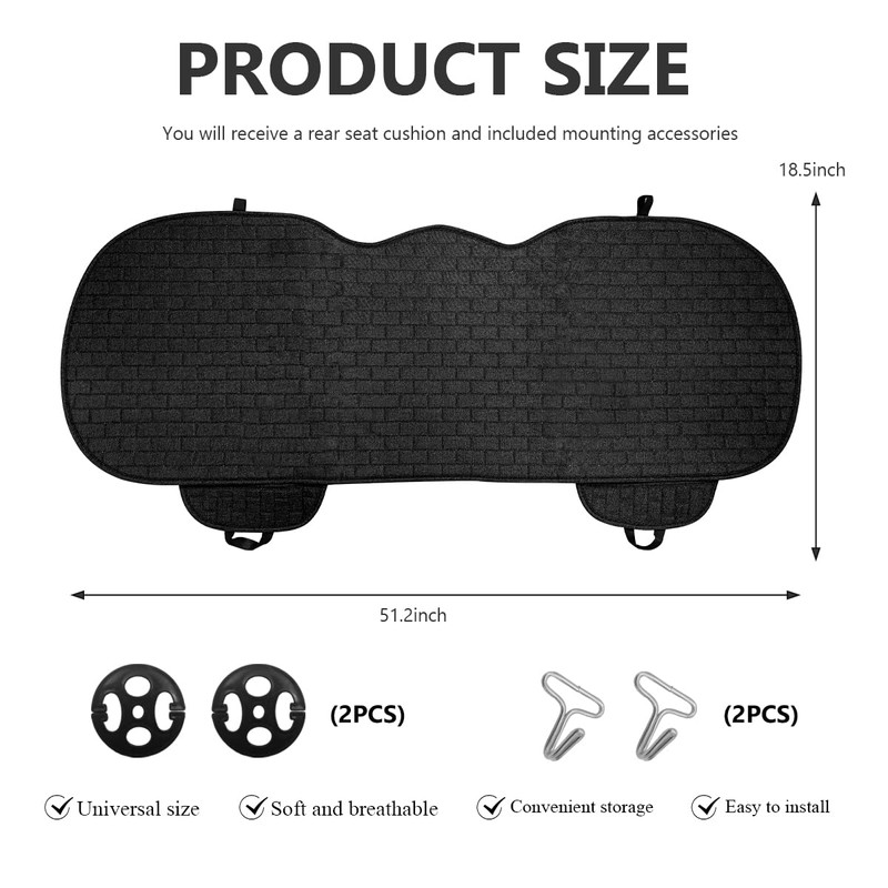 BWBWND Linen Car Seat Cover, Anti-Slip Bottom Bench Protector Rear
