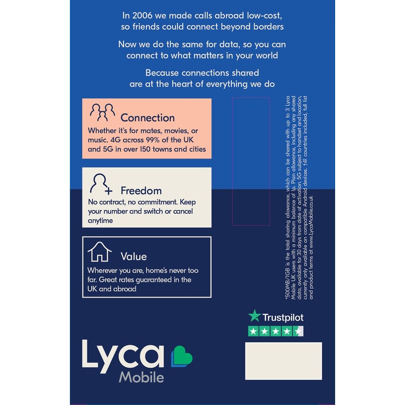 Lycamobile blank SIM No-contract SIM is ready and waiting for