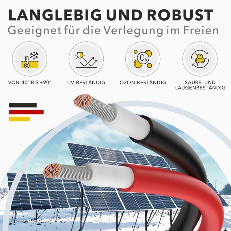 RedStar24 Premium Solar Cable 6 mm² Red, 5 m, TÜV