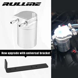 RULLINE Universal 350ml Reservoir Tank Oil Catch Can Tank 0046 Aluminum Polish Baffled Reservoir with Bracket Silver