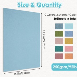 Wonninek 30 Sheets A4 Colored Cardstock 250gsm 10 Colors Heavy Craft Poster Paper Textured Pastel Card Scrapbook Supplies for Construction Inkjet Printing Card Making Decor DIY Crafts(Retro Color)