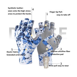 BRILISLE Fishing Gloves with Sun Protection, Uv Protection Silicone Anti-Slip Comfortable and Breathable Fishing Gloves Black S-M