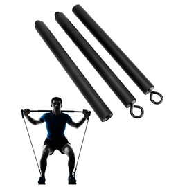 QWORK Resistance Band Bar Pilates Bar Home Gym Fitness Workout Bar for Strength Training Cardio Exercise - 108CM - Max Load 800lb (Portable Detachable Stick x3)