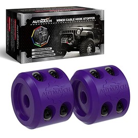 AUTMATCH Winch Cable Hook Stopper (2 Pack) Silicone Rubber Shock Absorbent Winch Stopper Best Winch Accessories for Wire & Synthetic Cables ATV UTV Prevent Pulling Eliminate Abrasion Bouncing Purple