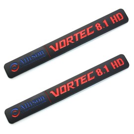 2 Pack Allison Transmission 8.1 Hd 8.1L Vortec Emblem Sticke decals Badges Replacement for 2500Hd 3500Hd Gmc Silverado Sierra Truck (Black/Red)