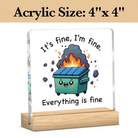 Dumpster Fire Desk Decor Funny Desk Decor Dumpster Fire Desk Accessories Gifts for Coworkers Employee Appreciation Gifts It's Fine I'm Fine Everything is Fine, Cute Humor Dumpster Acrylic Desk Decor