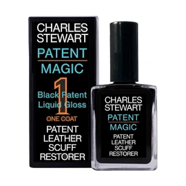 Charles Stewart Patent Leather Repair & Restore - Real or Imitation; Patent Magic One Coat Easy Solution for Scuffs & Scratches | Also Kids’ Shoes and Heels | Solvent-Free Up to 25 Uses – Black