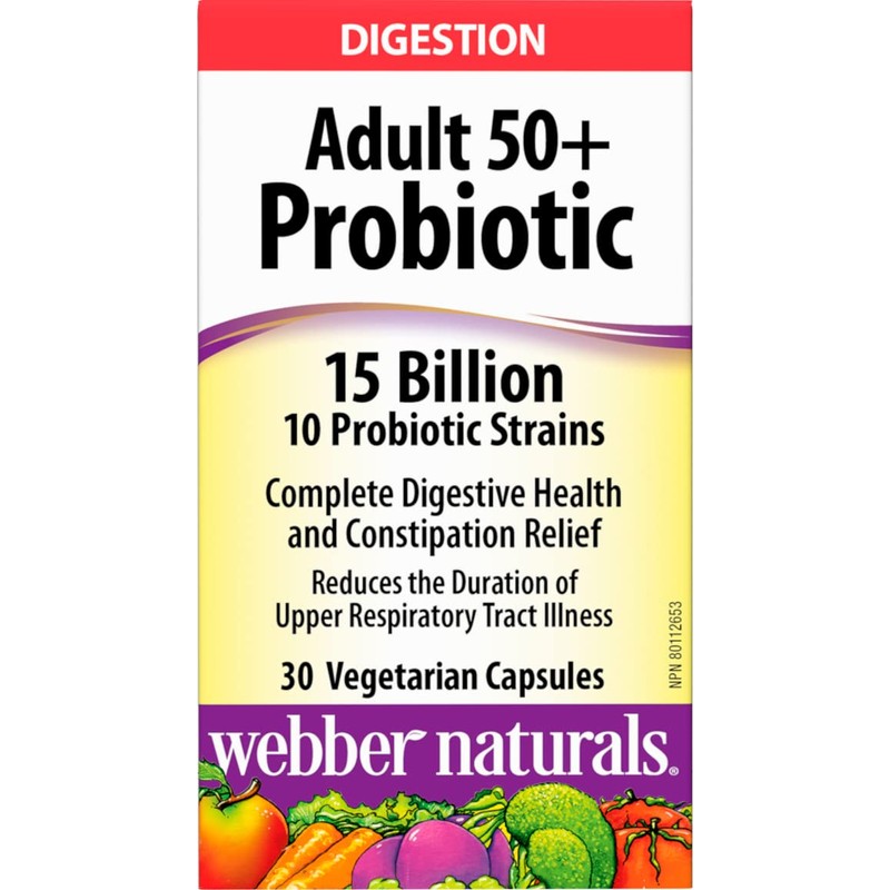 Webber Naturals Probiotic Adult 50+, 15 Billion Active Cells, 10