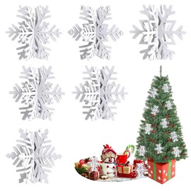 12 Pcs Christmas 3D Snowflake Decoration ，White Winter Snowflake Signs Plastic Snowflake Tabletop Decor Snowflake Centerpiece Xmas Tree Decorations for Home Xmas Party