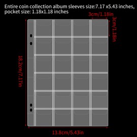 Coin Covers, Coin Pockets, Coin Storage 30 mm, Coin Storage 2 Euro, Coin Collector, Euro Coin Collecting Album, Coin Storage, Single Pocket Coin Case Holder (20 Pages 30 mm x 30 mm)