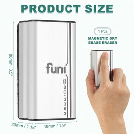 PATIKIL 1 Pack Magnetic Dry Erase Eraser, 1.9x3.5in Magnetic Whiteboard Eraser Aluminum Metal for White Board Glass Calendar Board Fridge Refrigerator Office Supplies, Small, 48x88mm
