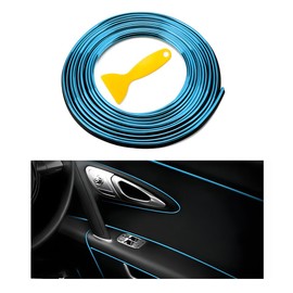 Yourkar Car Interior Trim Strips, 16.4ft Auto Decoration Styling Door Dashboard, DIY Vehicle Interior Filler Insert Flexible Strip with Installing Tool, Univeral Car Accessories (Blue)