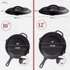 Cast Iron Skillet Set with Lids - 10"+12"-inch Pre-Seasoned Covered