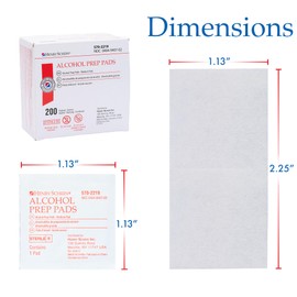 Henry Schein Alcohol Prep Pads, Medium, 2-ply, Sterile, 1 Case of 4000 (20 Boxes of 200)