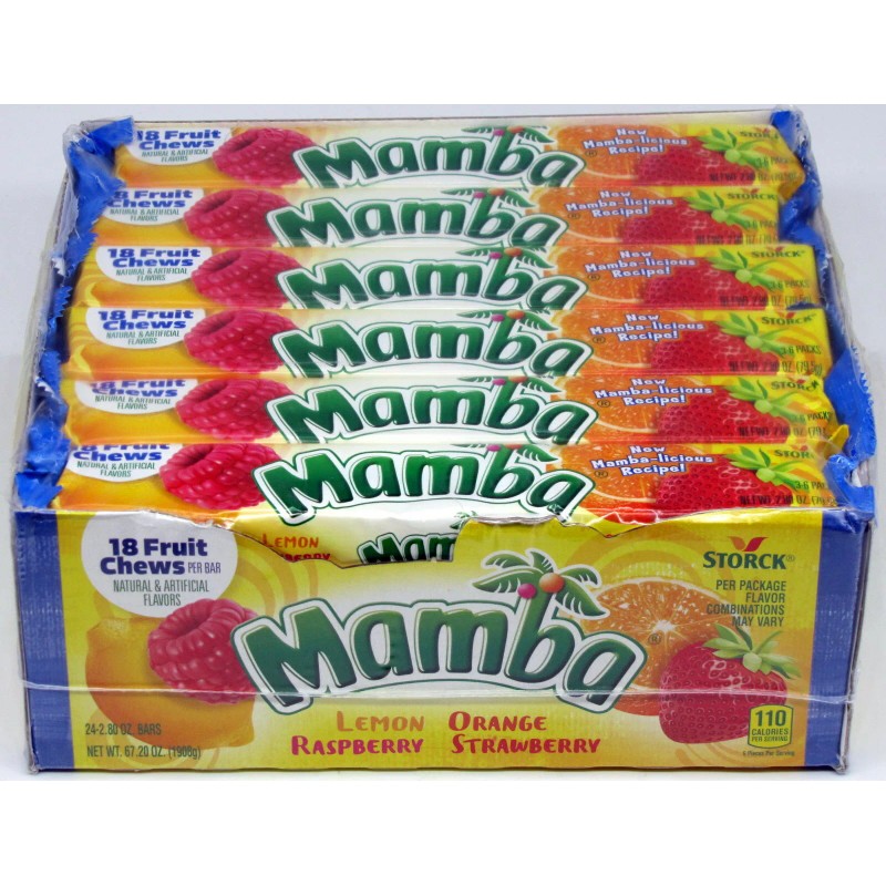 Storck Mamba Fruit Chews Box 24 Bars Candy Assorted Flavor