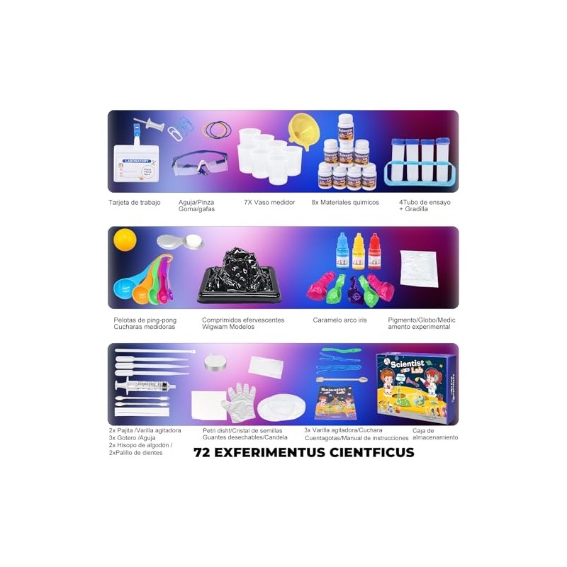 72pcs Kit Ciencia Niños Experimentos Laboratorio Ciencias Juguetes Educativos Regalos