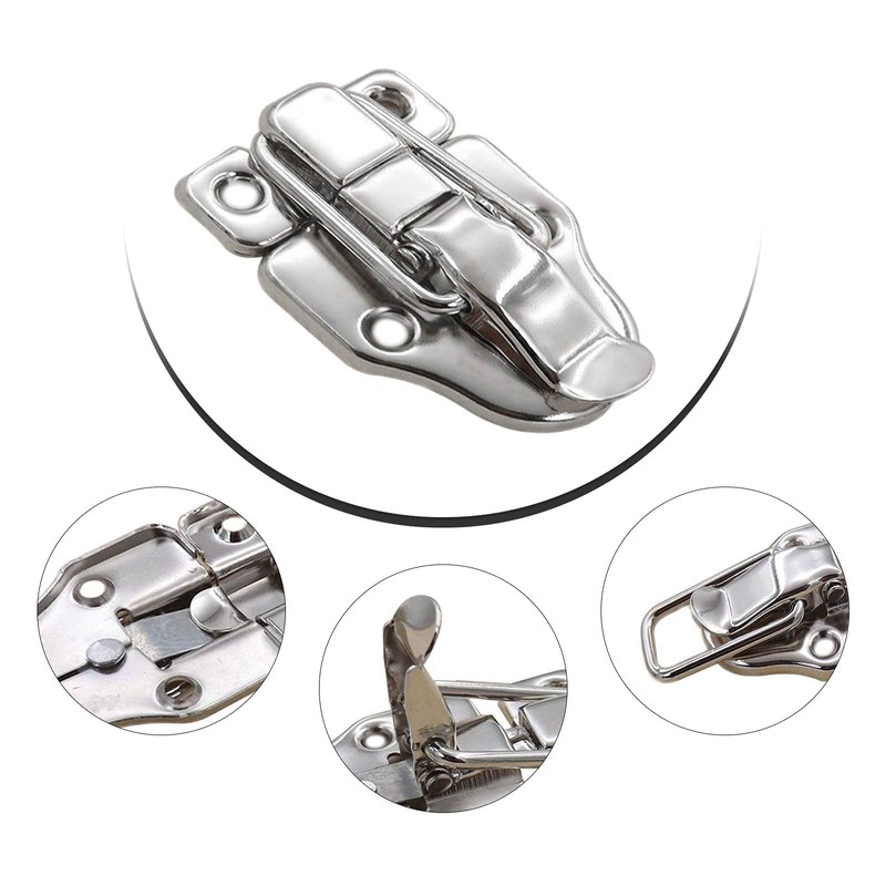 4pc Stainless Steel Sturdy Lock Toggle Catch Suitcase / Wooden