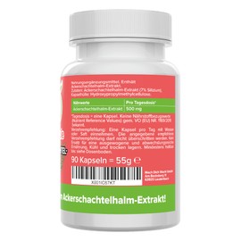 Field Horsetail Capsules - High Dose - 500 mg Tin Herb - Quality from Germany - Extract without Additives - Vegan - Laboratory Tested - High Percentage of Organic Silicon - Vitamineule®