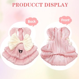 Dog Princess Dresses for Small Dogs Cat Bow Dress with Ring Dog Girl Clothes Cute Puppy Tutu Skirt Doggy Summer Costume Pet Outfits for Shih Tzu Yorkie Chihuahua Clothe (Pink, XL(5-6kg))