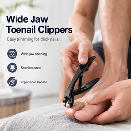 Wide Jaw Toenail Clippers for Thick Nails – Long Handle Stainless Steel Cutter for Home Manicure & Pedicure Care