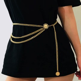 Zookey Gold Waist Chain Belt Tassel Waist Chain Layered Metal Summer Beach Belly Chain Coin Charm Body Chain Belts Jewellery for Women and Girls