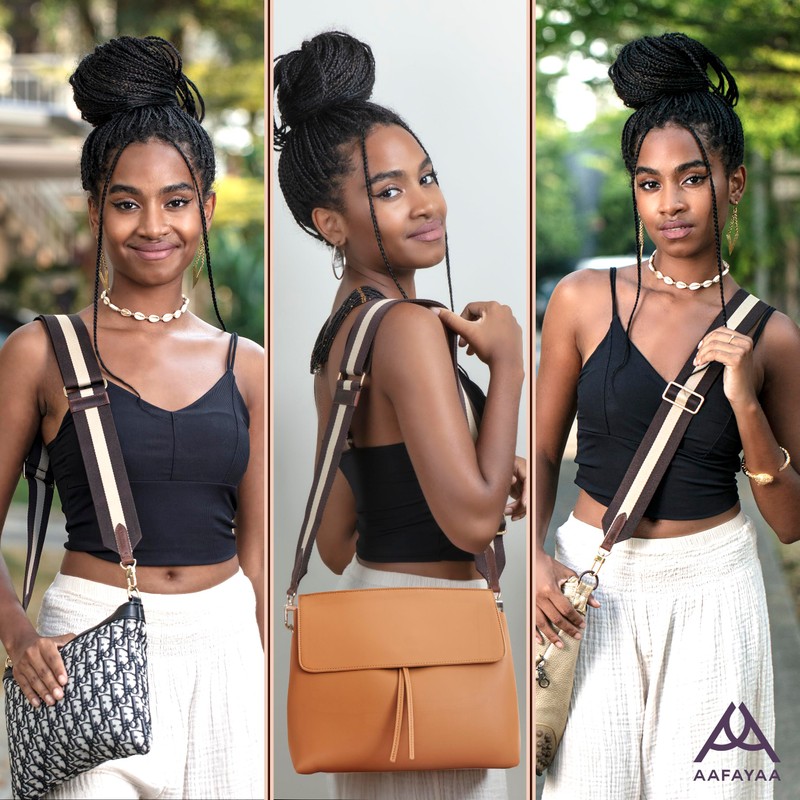 AAFAYAA Adjustable shoulder strap for bag (brown & beige)