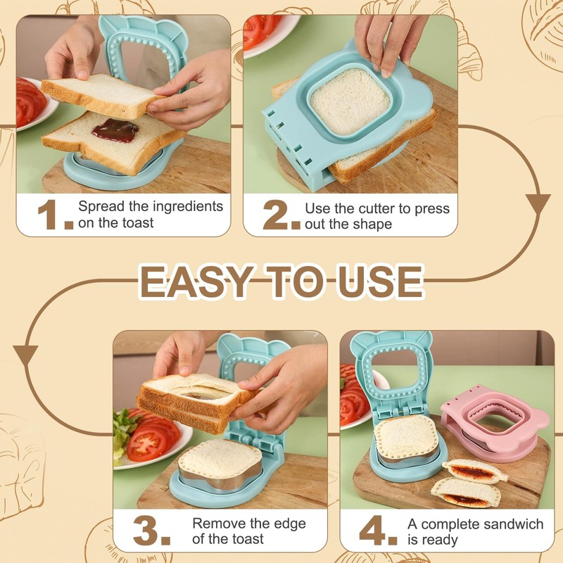 sourcing map Crustless Sandwich Cutter, Square Shape Uncrustable Sandwich Maker