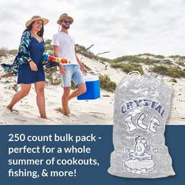 Pinnacle Mercantile 20 lb. Drawstring Ice Bags (250-Count) Heavy-Duty, Puncture-Resistant EVA | Cotton Pull Closure | Disposable, Recyclable | Portable Storage and Freezer Keeper