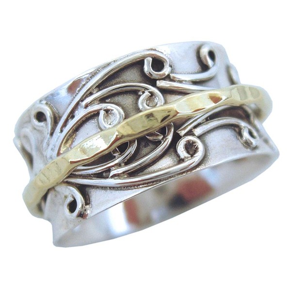 ENERGY STONE 925 Sterling Silver Fidget Ring | Spinner Ring