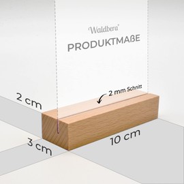 Waldbera Pack of 10 Place Card Holders Made of FSC® EU Beech Wood - Card Holder Wood as Card Stand, Photo Holder, Postcard Holder & Menu Card Holder - Wooden Stand Natural