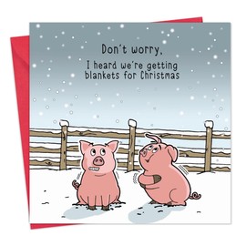 Twizler Funny Christmas Cards Pack of 10 - Pigs in Blankets Design - Funny Christmas Cards Multipack - 10 Pack of Christmas Cards - Merry Christmas Cards