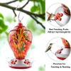 RED- 34oz Hummingbird Feeder Outdoors Colorful Hand Blown Glass with