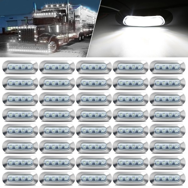 ALFU 40PCS White DC 12-24V LED Trailer Lights Side Marker
