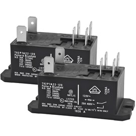 2Pcs T92P7A22-120 Power Relay, DPST-NO (2 Form A) - 120VAC, 30A 6-Pins General Purpose Relay Replace Part 10459304