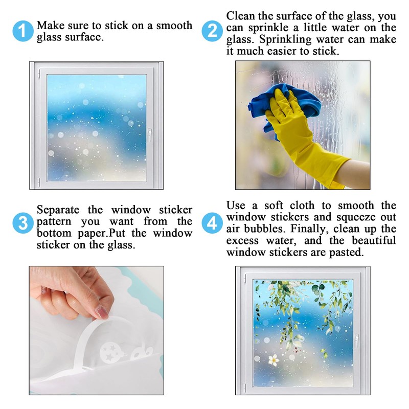 JarThenaAMCS Spring Summer Flowers Window Clings Extra Large Eucalyptus Leaves