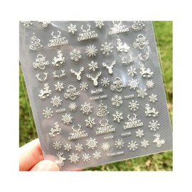 Generic White Christmas Nail Sticker Reindeer Santa Tree Snow Snowman Bear Penguin Me196 Nail Wraps Art Stickers Manicure Supplies for Women for Home Nails Full Long Lasting Easy Apply and Remove