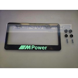 SIGNWERKZ Glowing M Power Carbon Fiber Printed Stainless Steel license Plate Frame